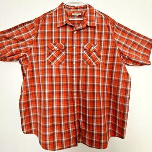 SONOMA Mens Orange Plaid Short Sleeve Button Shirt Size 3X BIG
